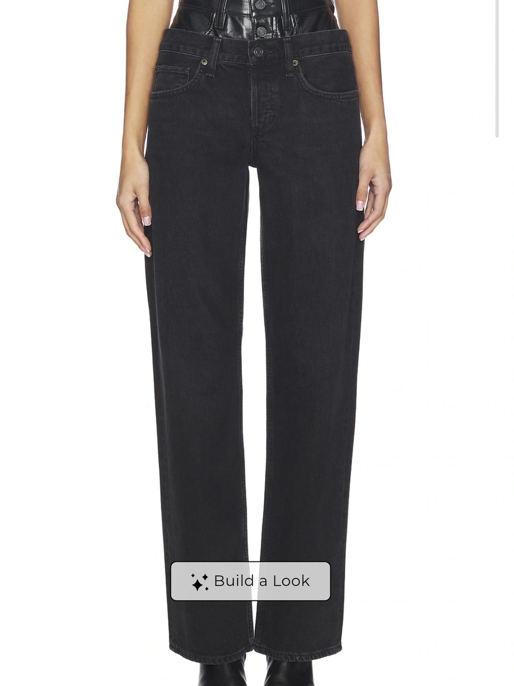 Agolde Black High-Rise Straight Leg Jeans